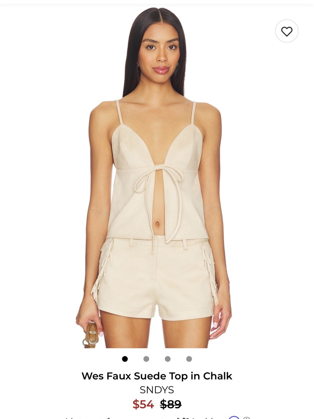 SNDYS Chalk Faux Suede Tie-Front Tank